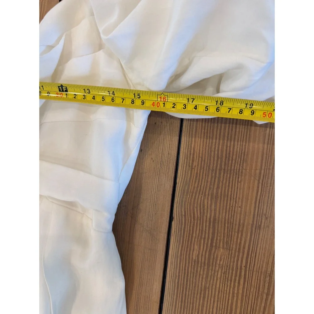 Revolve ASTR The Label Serilda Dress White Puff Sleeve Twist Front Midi Womens L - Picture 8 of 9